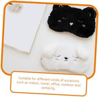 FRCOLOR 3pcs Cartoon Black Cat and White Dog Sleep Masks, Multi-Function Eye Covers with Light Blocking, Portable Household Eye Patches for Travel and Rest