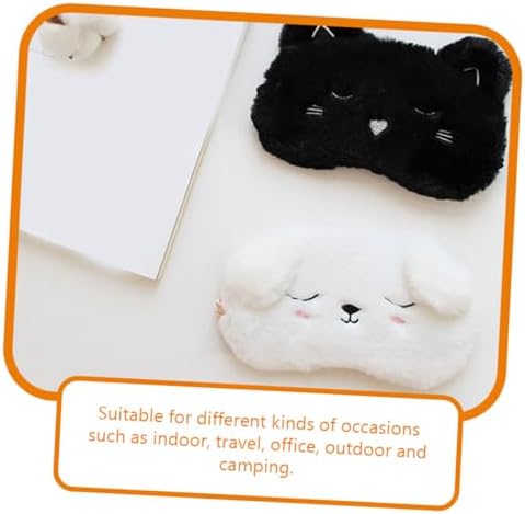 FRCOLOR 3pcs Cartoon Black Cat and White Dog Sleep Masks, Multi-Function Eye Covers with Light Blocking, Portable Household Eye Patches for Travel and Rest