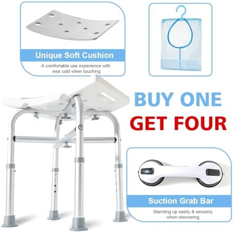Heavy Duty Shower Chair for Inside Shower, Padded Shower Seat for Adults, Adjustable Bath Chairs for Bathtub, Shower Stool for Elderly/Senior/Handicap/Pregnant