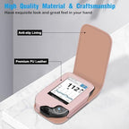 MEDMAX PU Protective Case with Detachable Hanging Lanyard for Freestyle Libre 3 2 / Libre Reader, Lightweight Shockproof Diabetic Storage Neck Sling Carrying Case with Carabiner Clip (Rose Gold)