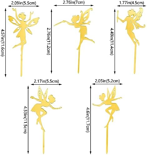11 Pcs Gold Fairy Cake Toppers Flower Angel Cupcake Topper Ballet Fairy Birthday Cake Decorations for Birthday Wedding Decoration Supplies