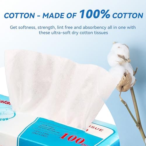 Elevon Multi-Purpose 100% Unscented Cotton Tissue Soft Dry Facial Cotton Wipes for Sensitive Skin, White (Pack of 6)