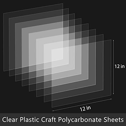 5 Pack 12x12x.02” Clear Plastic Sheet, Plexiglass Craft Plastic Sheets PET Flexible Lightweight Clear Plastic Sheets for DIY Craft Projects, Picture Frames(5, 12” x 12”x 0.02”)