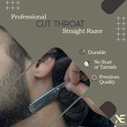 XE Barber Cut Throat Razor Kit with 100 Baldes– Single Blade Barber Shaping Razor with Wooden Handle Straight Edge Cut Throat Razor – Ideal Beard and Moustache Shaving Razor