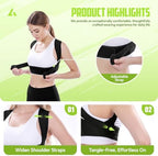 Back Brace Posture Corrector for Women, Adjustable Upper Back Support Straightener for Hunchback Improve and Pain Relief from Neck and Shoulder (Black, L/XL)