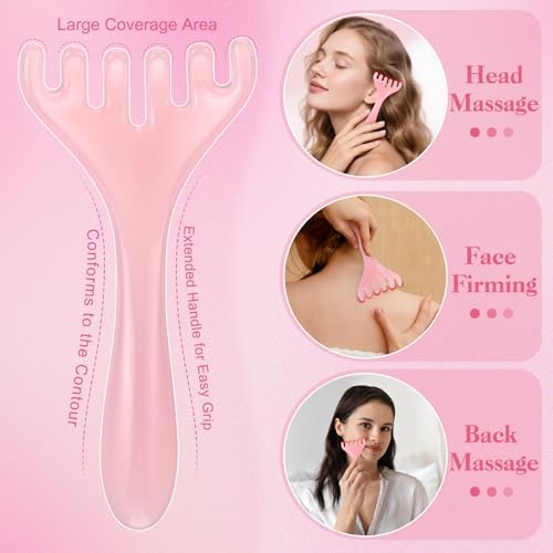 ProSuites 3Pcs Scalp Massage Tool for Head Massager Tool Pink Resin Gua Sha Comb for Relaxation Christmas,Stocking Stuffs