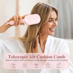 Self Cleaning Hair Brush, Retractable Cushion Massage Comb Brush, Air Cushion Comb, One-pull Clean Anti Static Brushs, Anti-tangle for All Hairs Types (Pink)