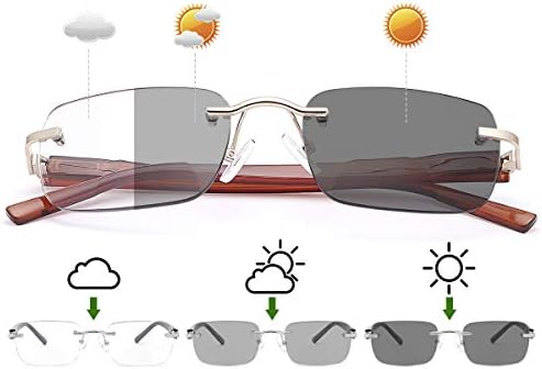 2 Pairs Transition Reading Glasses Photochromic Sunglasses UV Protection Sun Readers Anti Blue Light for Men Women