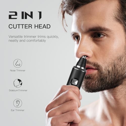 Ginity LED Display Ear and Nose Hair Trimmer Clipper for Men Women,2025 Rechargeable 2 in 1 Professional Painless Eyebrow & Facial Hair Trimmer with Powerful Motor