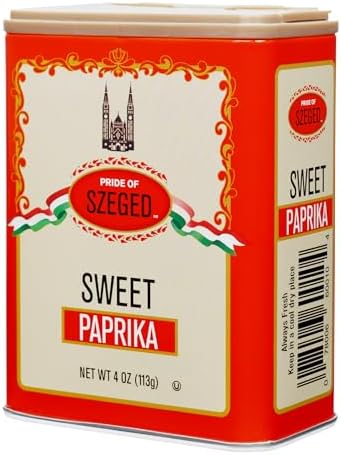 Pride of Szeged Sweet Paprika Powder, Seasoning, Spice, Deep Red, 4 oz. Tin, 1-Count