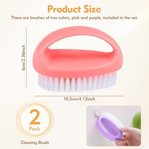 2 Pack Small Scrub Brush,Heavy Duty Stiff Nylon Bristles Cleaning Brush,Durable Small Cleaning Brush for Household Cleaning
