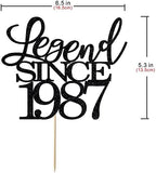 Legend Since 1987 Cake Topper 39th Birthday Happy Birthday Cake Topper Men and Women Cheer 39 Years Old Handmade Black Glitter Cake Decoration (1987)