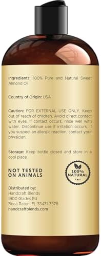 Handcraft Blends Sweet Almond Oil | 100% Pure and Natural | Bath & Body Oil | Premium Grade Carrier Oil | Skin | Hair | Body | Massage | Hexane-Free | 16 Fl Oz