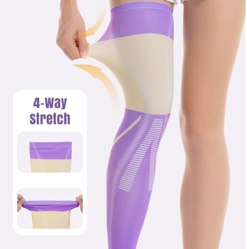 1 Pair Compression Leg Sleeve Long Knee Sleeve UV Protect Leg Sleeves Sports Cycling Leg Sleeves for Men Women