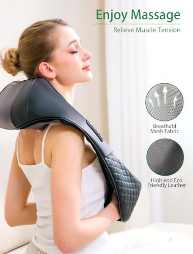 Shiatsu Neck and Back Massager with Heat for Pain Relief Deep Tissue, YoooJOY Electric 4D Kneading Massage Pillow for Shoulder, Leg, Body Muscles, Home/Office/Car Use, Best Gifts for Men/Women/Mom/Dad