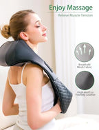 Shiatsu Neck and Back Massager with Heat for Pain Relief Deep Tissue, YoooJOY Electric 4D Kneading Massage Pillow for Shoulder, Leg, Body Muscles, Home/Office/Car Use, Best Gifts for Men/Women/Mom/Dad
