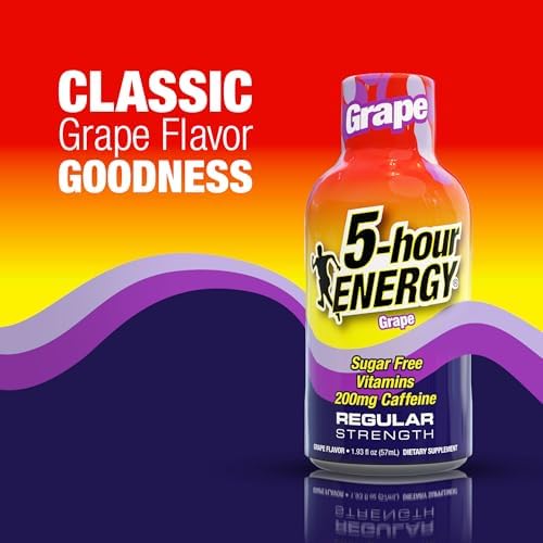 5-hour ENERGY GRAPE Flavor, 20 Count, 1.93 Fl Oz Energy Shot, Regular Strength, Amino Acids, B Vitamins, Sugar Free and Zero Calories