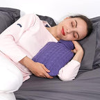 samply Hot Water Bottle with Knitted Cover, 2L Hot Water Bag for Hot and Cold Compress, Hand Feet Warmer, Ideal for Menstrual Cramps, Neck and Shoulder Pain Relief, Purple
