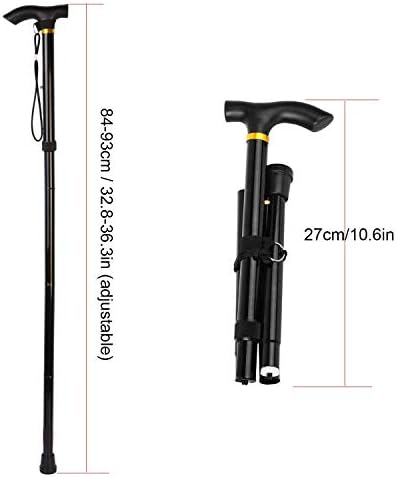 Folding Cane, Trekking Poles for Men, Women, Collapsible Walking Stick, Walking Cane with Carrying Bag, Adjustable,Lightweight, Anti Shock, Rubber Base for Hiking Camping