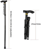 Folding Cane, Trekking Poles for Men, Women, Collapsible Walking Stick, Walking Cane with Carrying Bag, Adjustable,Lightweight, Anti Shock, Rubber Base for Hiking Camping