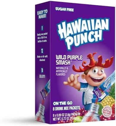 Hawaiian Punch Powder Drink Mix – Sugar Free & Delicious, Excellent source of Vitamin C (Wild Purple Smash, 96 Sticks)