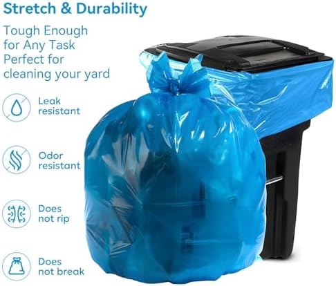 Heavy Duty Trash Bags, blue, 33-37 Gallon, 50 Count, Extra Thick Contractor Garbage Bags for Kitchen, Outdoor, Commercial Use, 36x40 Inches,Thickened garbage bags,(90cm100cm)