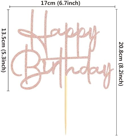Sumerk 1 PC Happy Birthday Cake Toppers - Rose Gold Decorations for Women, Men & Birthday Parties
