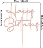 Sumerk 1 PC Happy Birthday Cake Toppers - Rose Gold Decorations for Women, Men & Birthday Parties
