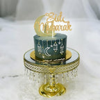 Eid Mubarak Cake Topper - Happy Eid, Muslim Islam Party Decorations, Gold Glitter
