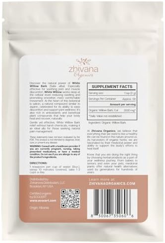 Super Value Pack 5 LB - Organic White Willow Bark (Salix alba) – Loose Dried Bark – Edible Grade for Tea, Decoctions & Herbal Use