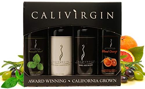 Calivirgin Olive Oil & Balsamic Vinegar Popular Gift Set - Modena Balsamic Vinegar & Extra Virgin Olive Oil Gift Set - Olive Oil Sampler Set + Modena Balsamic Vinegar - 4 Bottles, 100ml Each