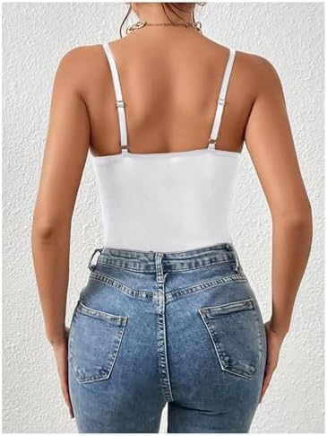 Milumia Women's Sexy Sheer Mesh Lace Bodysuit Spaghetti Strap Bustier Corset Tops Rave Party Club