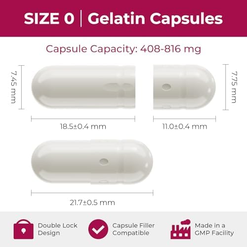 Pure White Size 0 Empty Gelatin Capsules (100 Count) - DIY Filling Gel Caps with 2 Filling Spoons for Capsule