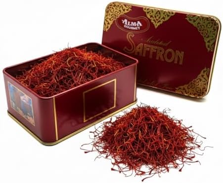 Alma Gourmet Spanish Saffron Threads 1 oz (28g) - 100% Pure Saffron Spice from Spain, Premium Cooking Seasoning, Natural Saffron Strands for Paella, Risotto & Mediterranean Dishes