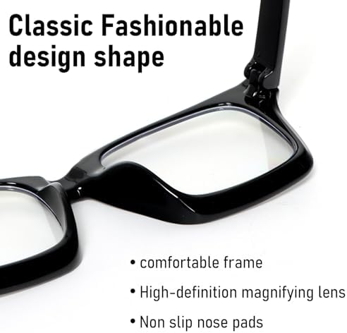 KoKoBin 3 Pack Reading Glasses Women Oprah Style Square Blue Light Blocking Oversized Fashion Large Eyeglasses