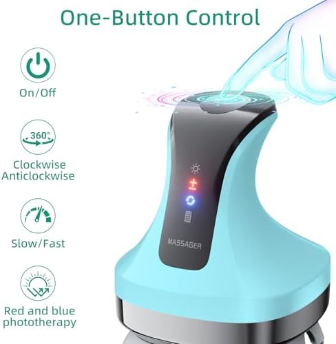 Electric Head Massager, Cordless Portable Body Massage for Deep Relaxation,108 Kneading Nodes Soft Silicone Massage Claws, Waterproof Scalp Cleaning, 4 Modes, Gift for Men Women, Blue