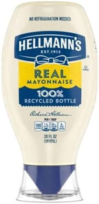 Hellmanns Real Mayonnaise Spread, 20 Fluid Ounce Squeeze Bottle -- 12 per case.