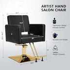 Artist hand Hair Salon Chair Black and Gold, Hydraulic Styling Chair with Heavy Duty Pump, 360 Degree Swivel Barber Chair, Beauty Salon Equipment for Hair Stylist, Max Load 330 Lbs