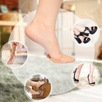 Women's Toe Topper Cover Socks, 4 Pairs No-Show Liner Half Socks for Women Beige/Black Seamless Sandal Sock Non-Slip Ball of Foot Cushion Heel Sock with Padding for Women Girls Flats High Heels