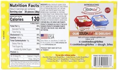 Peanut Butter Edible Cookie Dough Bites, Mini Dessert Topper Candy, 3.1 Ounces (Pack of 3)