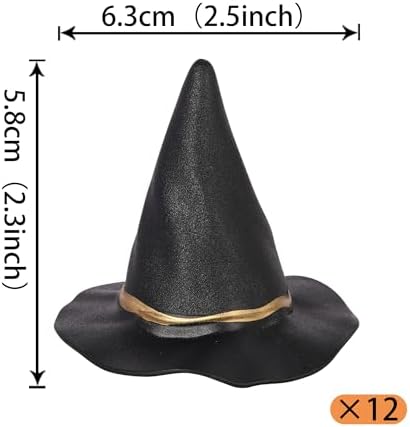 Rsstarxi 12 Pack Black Witch Hat Cupcake Toppers Magic Witch Wizard Theme Cupcake Picks for Halloween Baby Shower Wedding Birthday Anniversary Party Cake Decorations Supplies