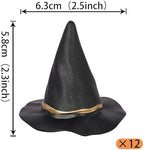 Rsstarxi 12 Pack Black Witch Hat Cupcake Toppers Magic Witch Wizard Theme Cupcake Picks for Halloween Baby Shower Wedding Birthday Anniversary Party Cake Decorations Supplies