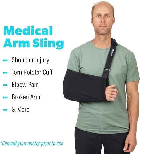 GoSports Arm Sling for Shoulder Injury, Elbow Injury, and Torn Rotator Cuff - Adjustable Shoulder Sling for Men & Women - Left & Right Arm Sling