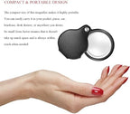 10X Magnifying Glass Loupe Small Pocket Magnifier Mini Folding Magnify Glass with Rotating Protective Holster for Reading Newspaper Book Magazine Science Class Hobby Jewelry