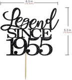 Legend Since 1955 Cake Topper 71th Birthday Happy Birthday Cake Topper Men and Women Cheer 71 Years Old Handmade Black Glitter Cake Decoration (1955)