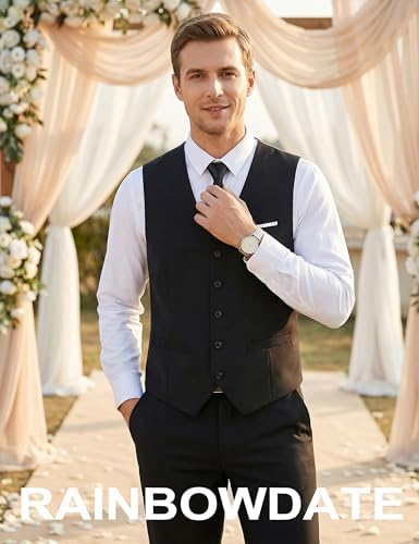 Men’s Suit Vest 3-Piece Slim Fit| Satin Back Formal Waistcoat For Business& Casual