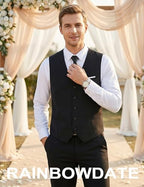 Men’s Suit Vest 3-Piece Slim Fit| Satin Back Formal Waistcoat For Business& Casual