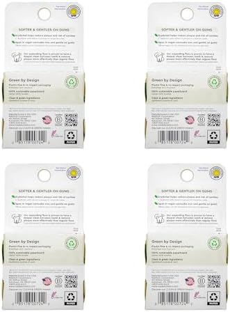 Radius Vanilla Mint Dental Floss 55 Yards Vegan & Non-Toxic Oral Care Boost & Designed to Help Fight Plaque Clear - Pack of 4