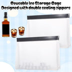2 pcs Clear Leak Proof Freezer Bag Reusable Ice Storage Bags Ice Cube Freezer Holder Container Silicone Snack Bag Food Storage Bags for Travel Meal Prep Sandwich Fridge Kitchen Organization Whiskey