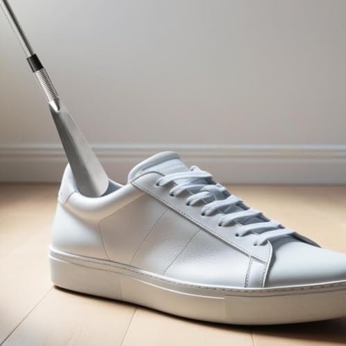 Essential Medical Supply Deluxe 2 Pack of Long Handle 24in Shoehorns with Spring Flex End for Easier Shoe - No Bend Device to More Easily Put on Shoes for Seniors and Anyone